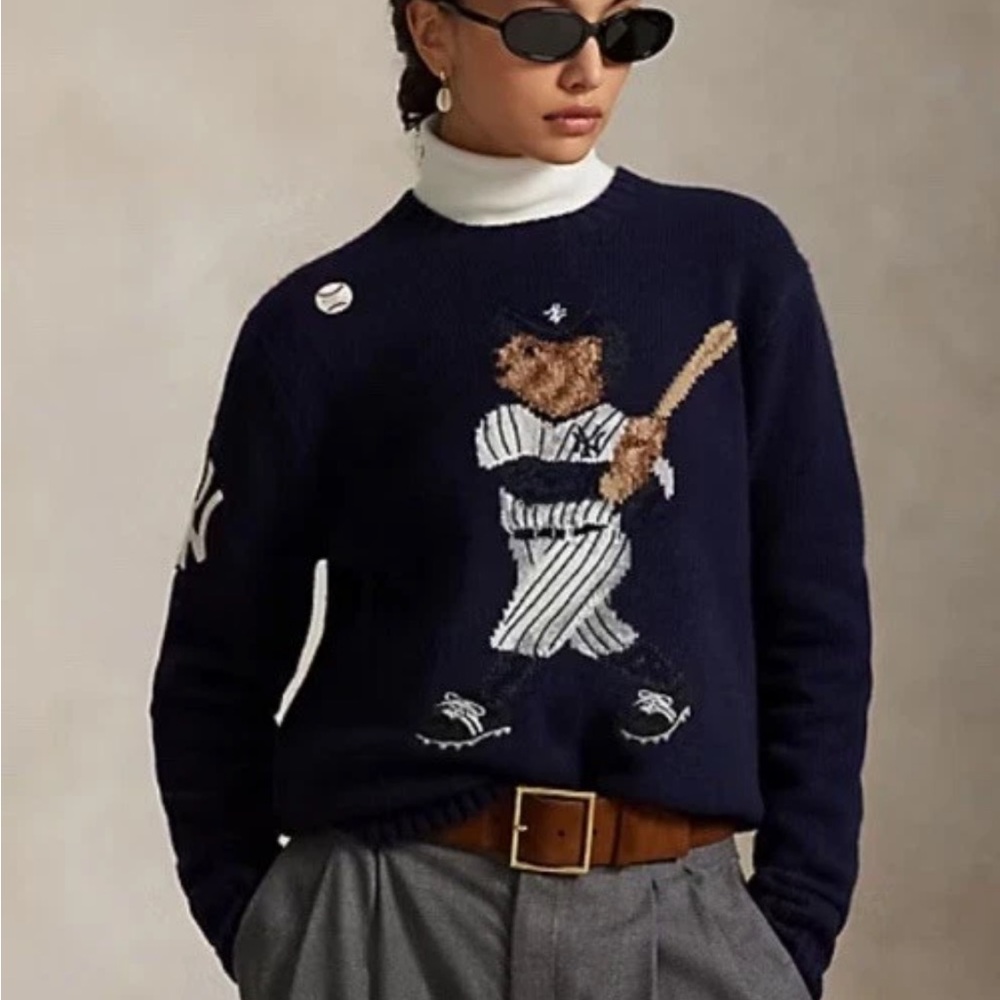 Polo by Ralph Lauren Navy Polo Bear Baseball Sweater - Picture 4 of 16